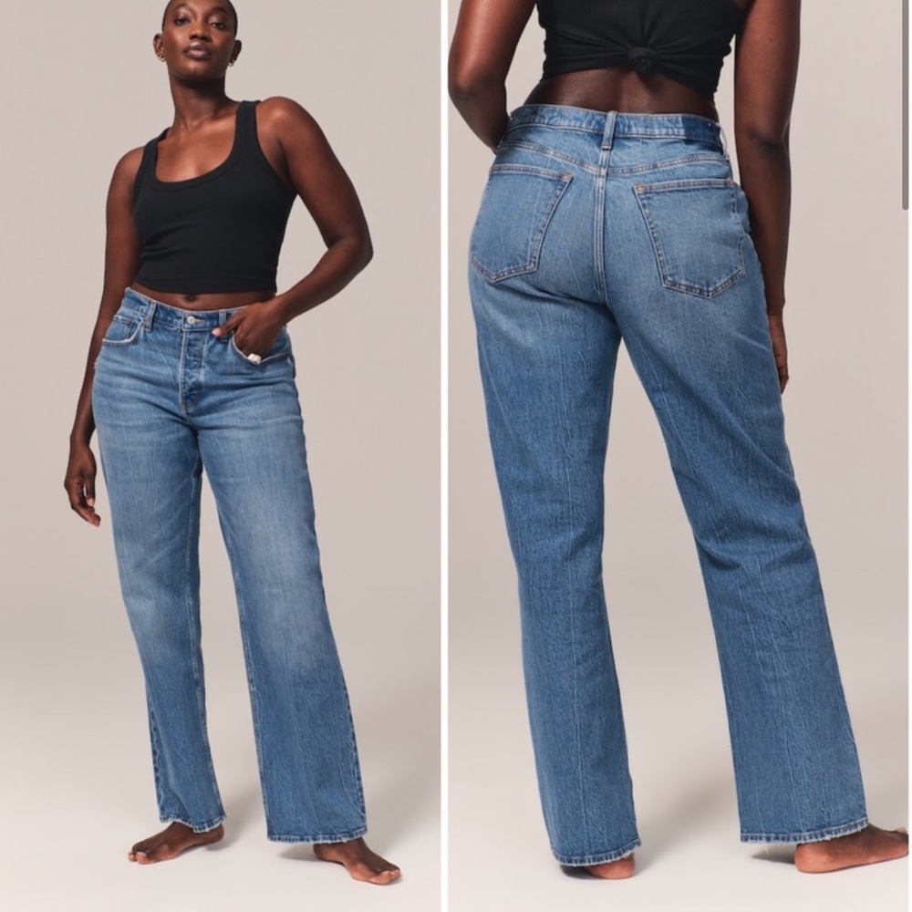 Abercrombie & Fitch Curve Love Low Rise 90s Baggy Jeans Size 32/14